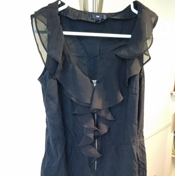 GAP Black Sleeveless Ruffle Front Dress Sz 6P - Picture 1 of 5